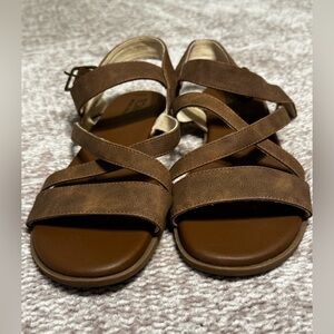 Toms Brown Suede Strappy Sandals